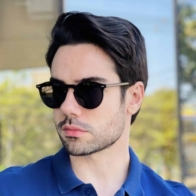 Oculos de sol Masculino MinimalistaRetangular redondo Acetato com mola