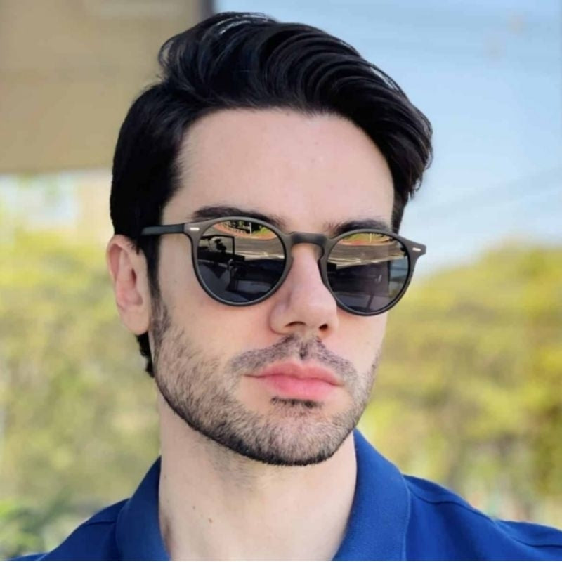 Oculos de sol Masculino MinimalistaRetangular redondo Acetato com mola